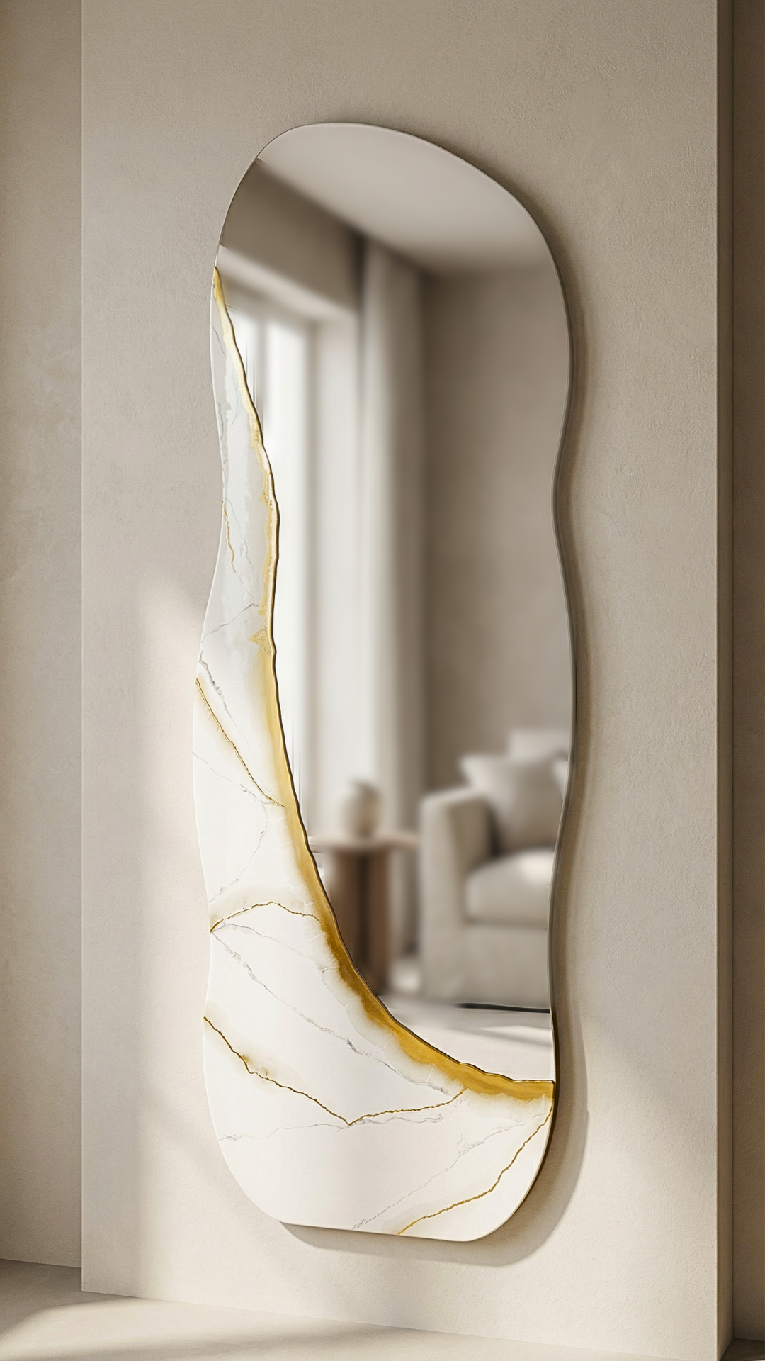 Ivory Vein – Freestanding Irregular White Marble Wall Décor
