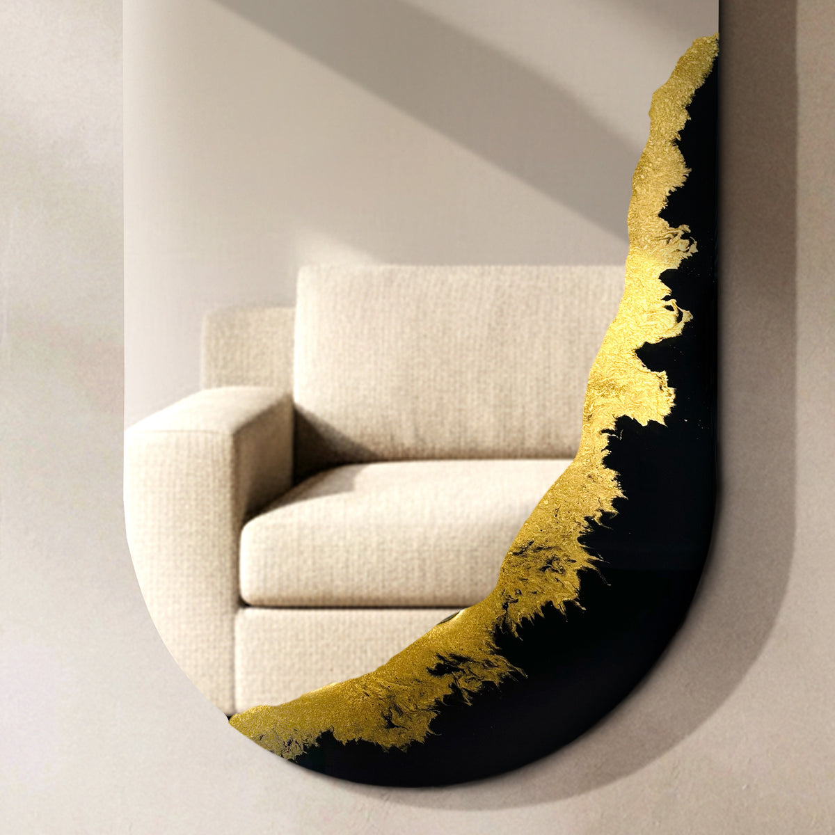 Hand Sculptured Frameless Wall Mirror – Tatiana Glen | Obsidian Horizon