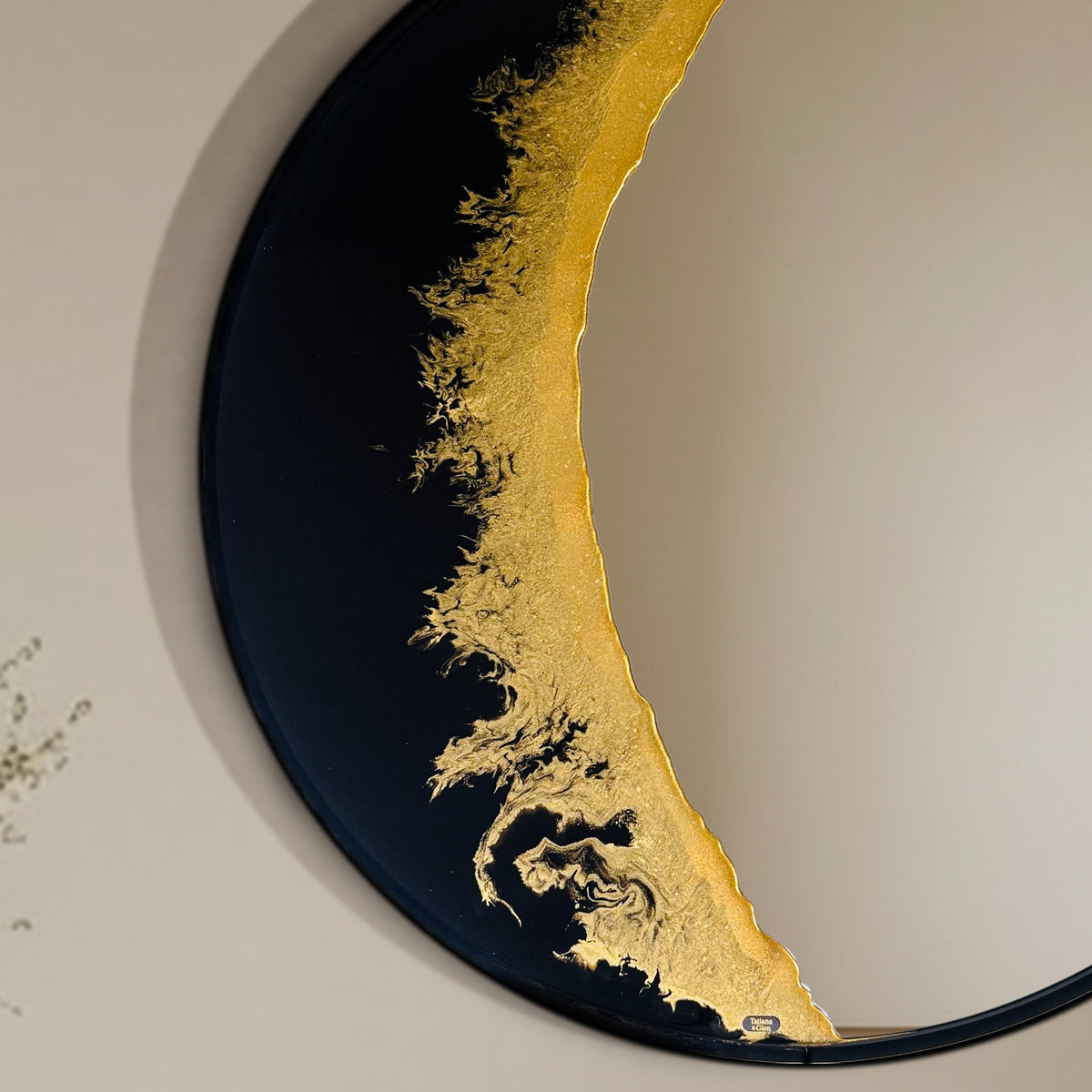 Hand Sculptured Round Wall Mirror – Tatiana Glen | New Moon | 22"–36" Diameter