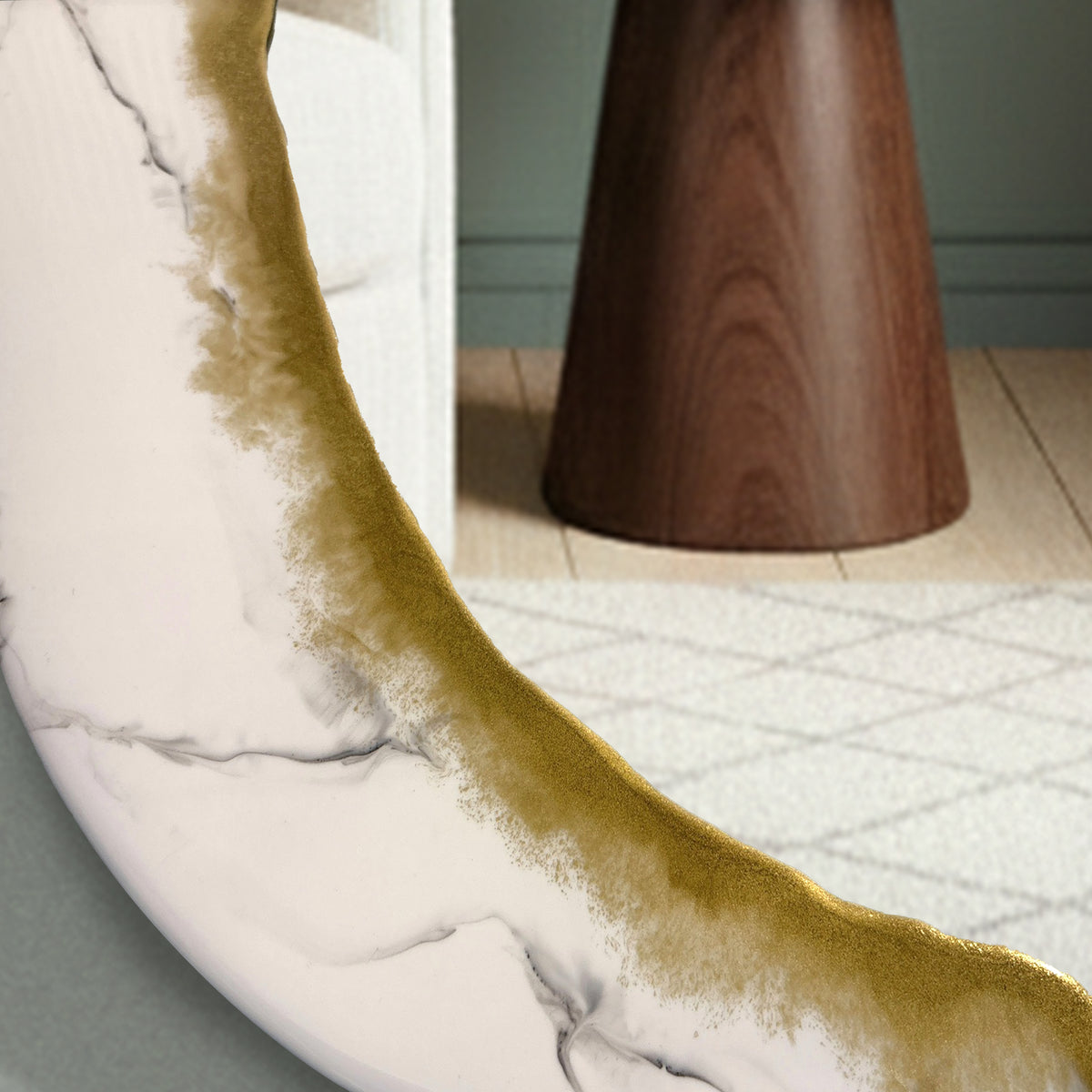 Hand Sculptured Organic Wall Mirror - Tatiana Glen - Kintsugi Flow - 47H x 21W Inches