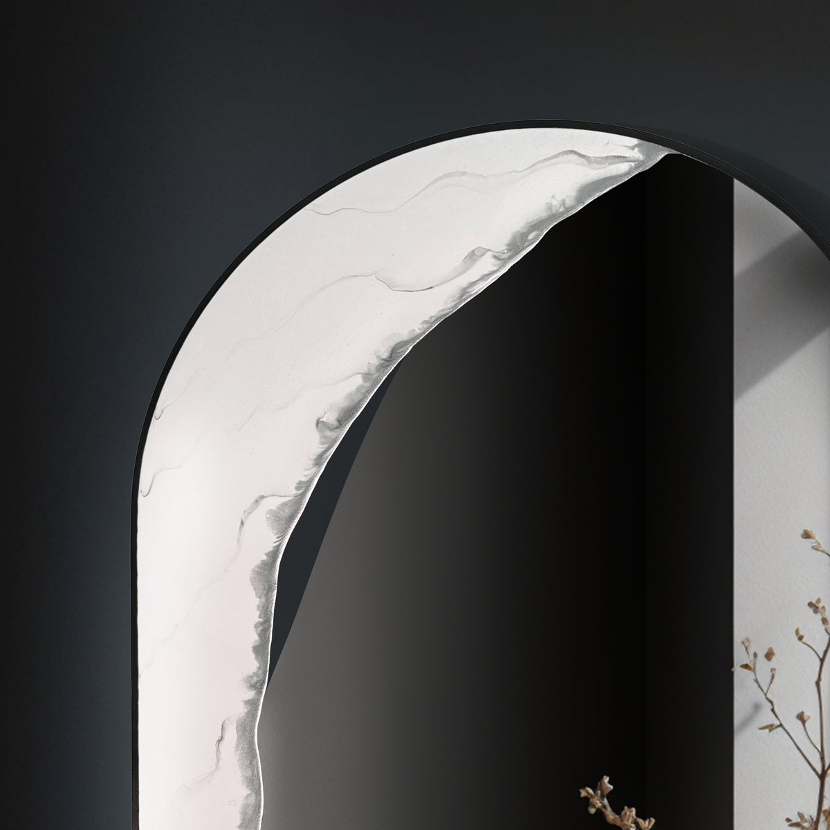 Hand Sculptured Full-Length Wall Mirror – Tatiana Glen | Silent Archway | 63H x 21W Inches
