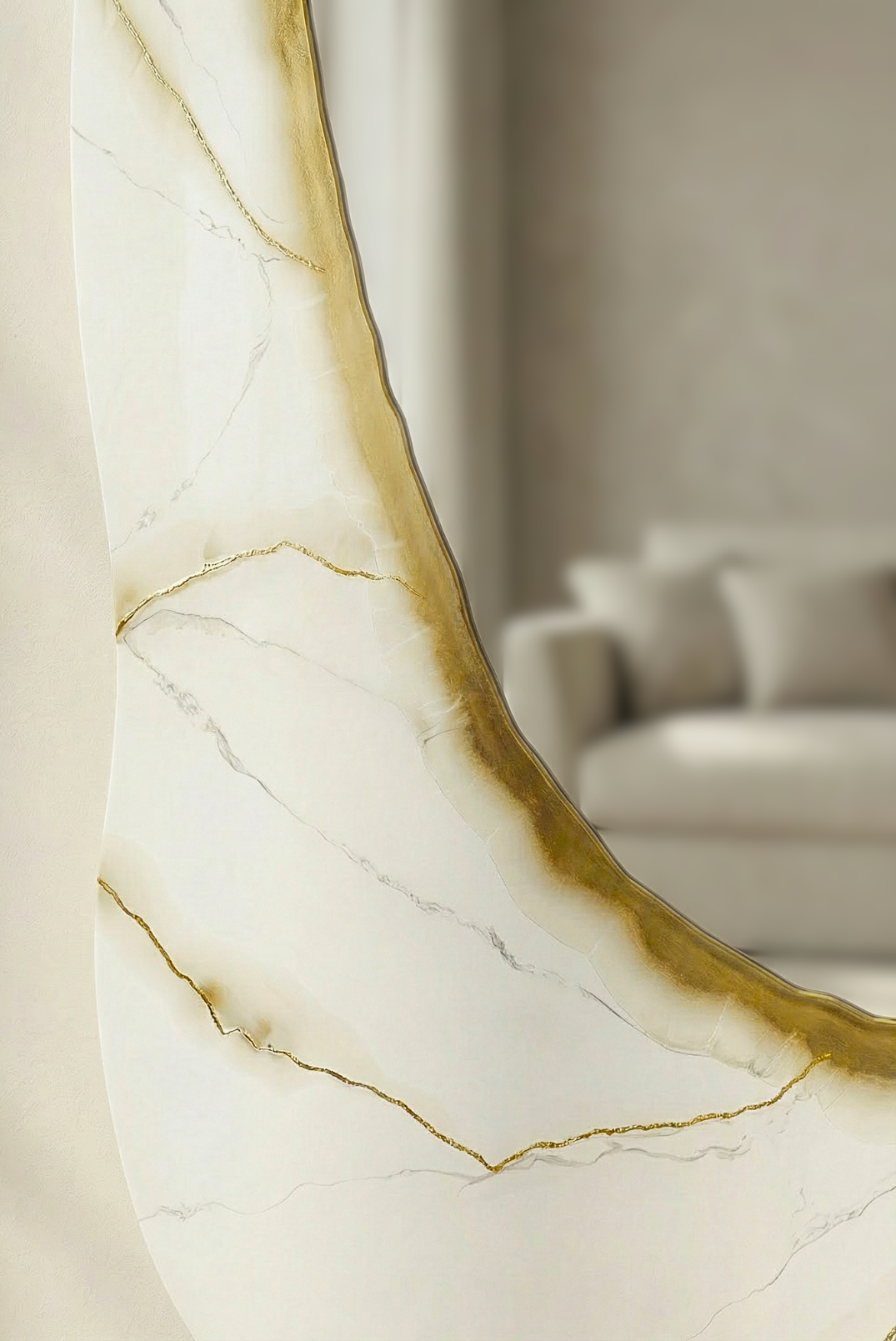 Ivory Vein – Freestanding Irregular White Marble Wall Décor