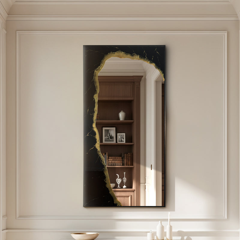 Hand Sculptured Sculptural Wall Mirror – Tatiana Glen | Midnight Shoreline