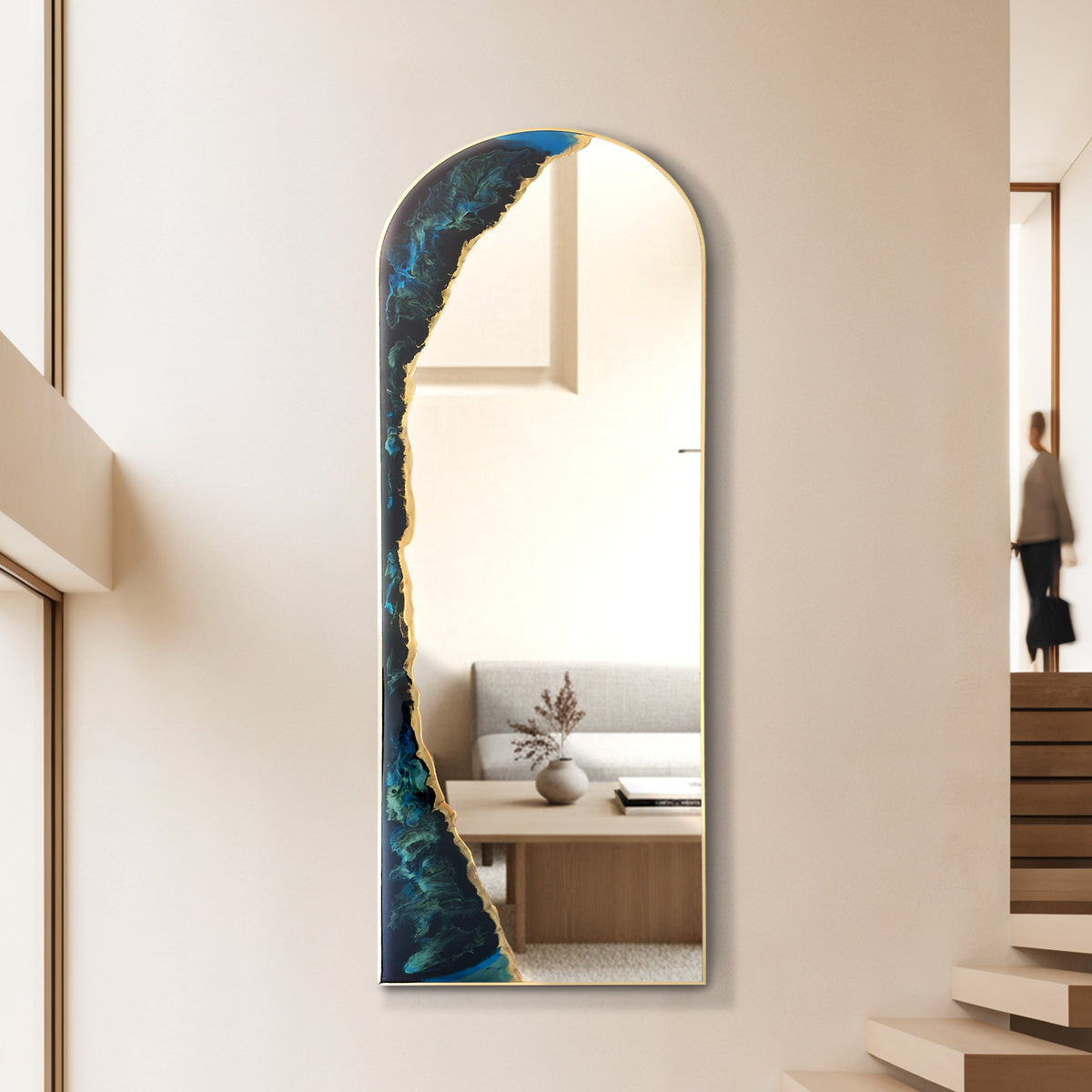 Hand Sculptured 63-Inch Arch Wall Mirror – Tatiana Glen | Tidal Passage