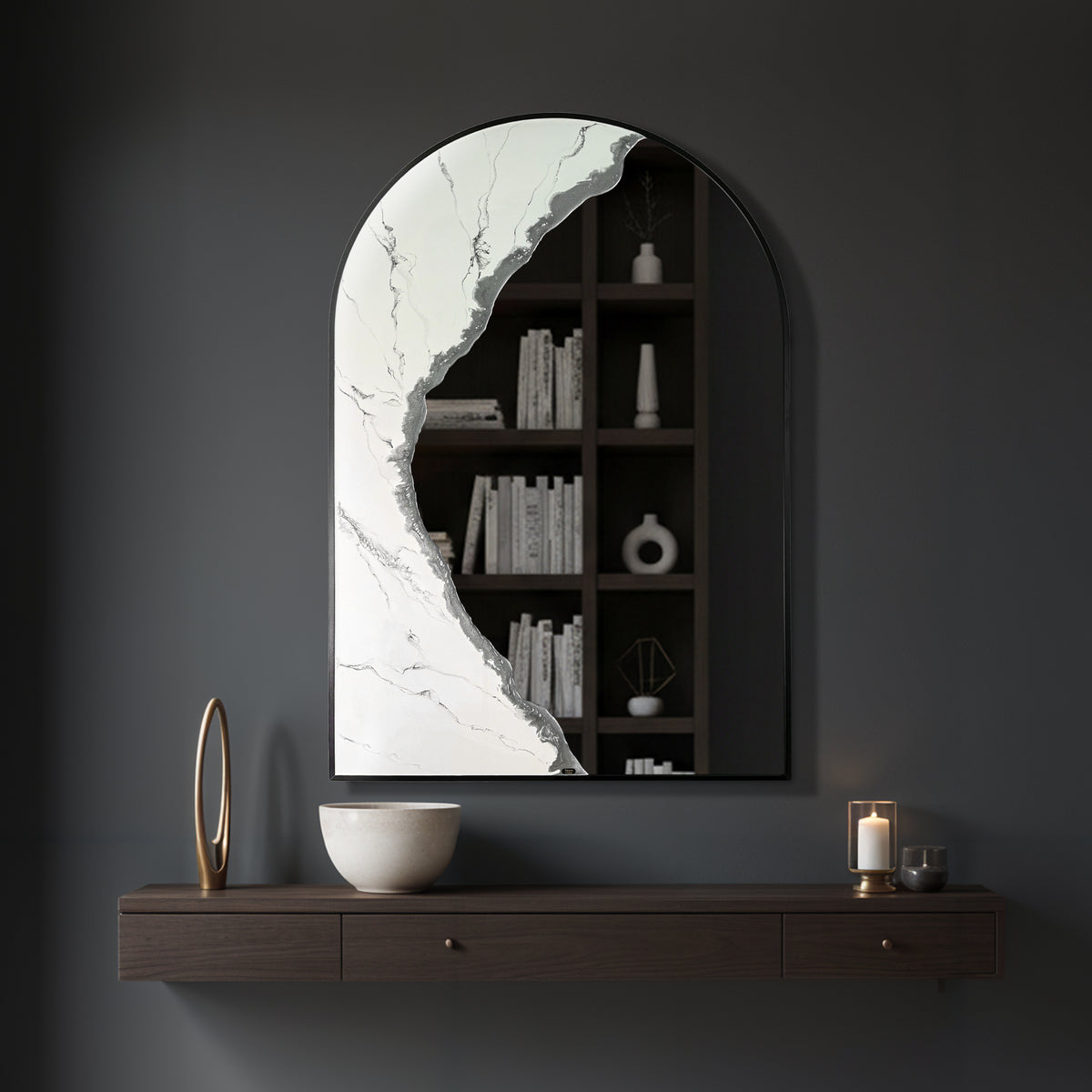 Hand Sculptured Arch Wall Mirror – Tatiana Glen | Auric Arch | 36H x 24W Inches