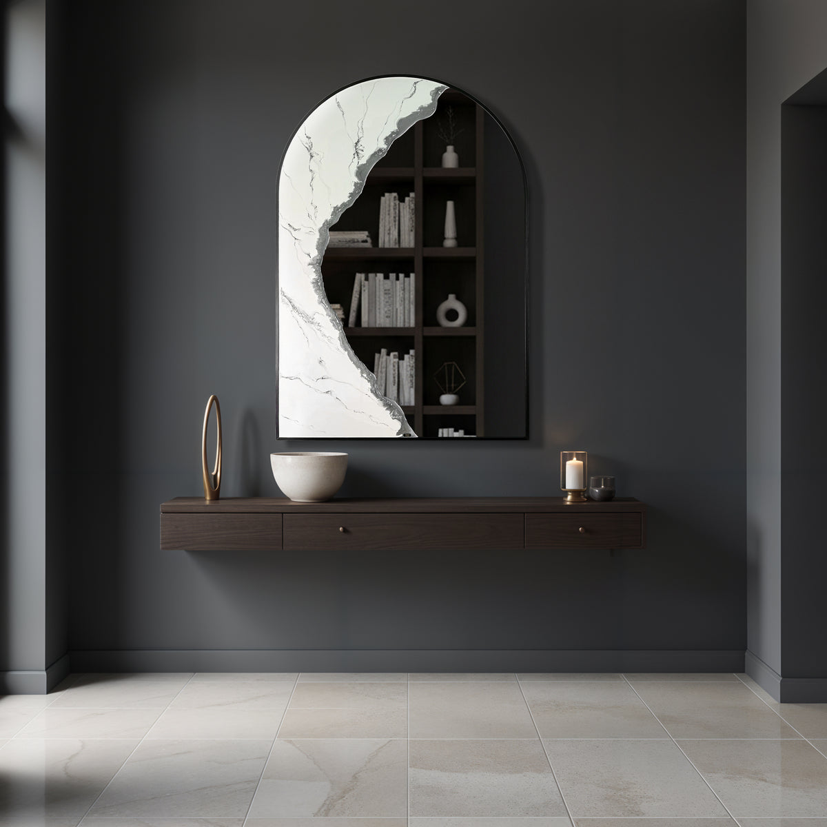 Hand Sculptured Arch Wall Mirror – Tatiana Glen | Auric Arch | 36H x 24W Inches