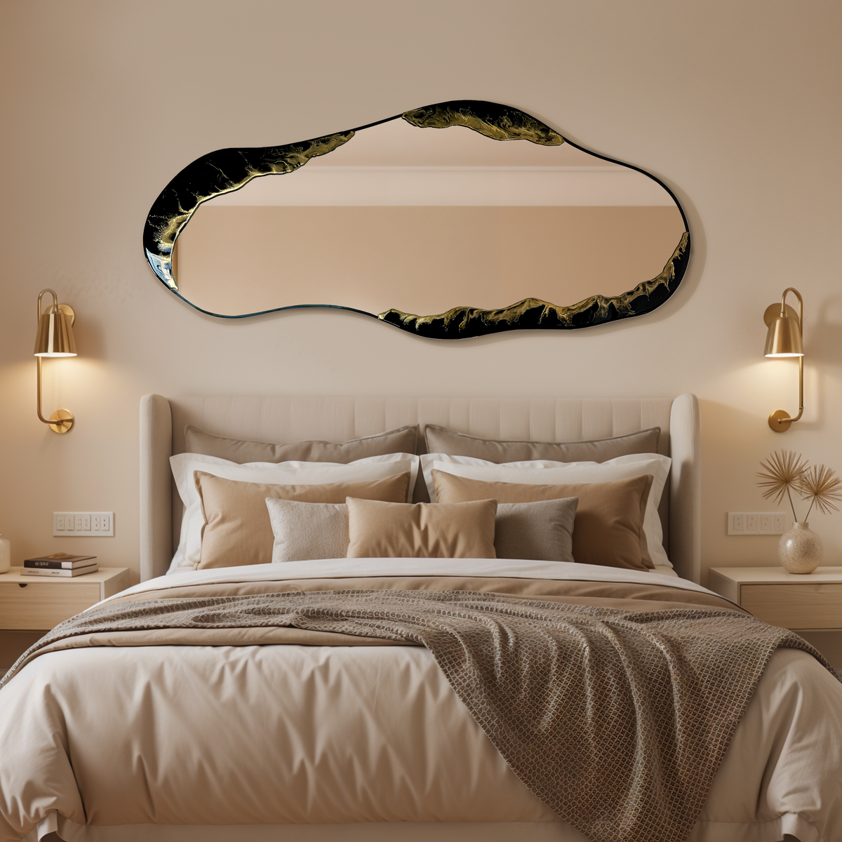 Hand Sculptured Organic Wall Mirror - Tatiana Glen - Veins of the Void - 47H x 21W In