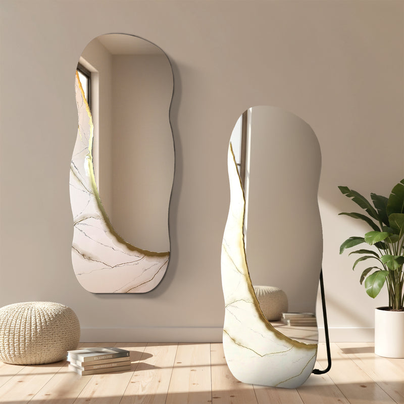 Ivory Vein – Freestanding Irregular White Marble Wall Décor