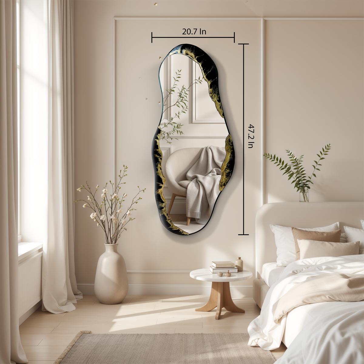 Hand Sculptured Organic Wall Mirror - Tatiana Glen - Veins of the Void - 47H x 21W In