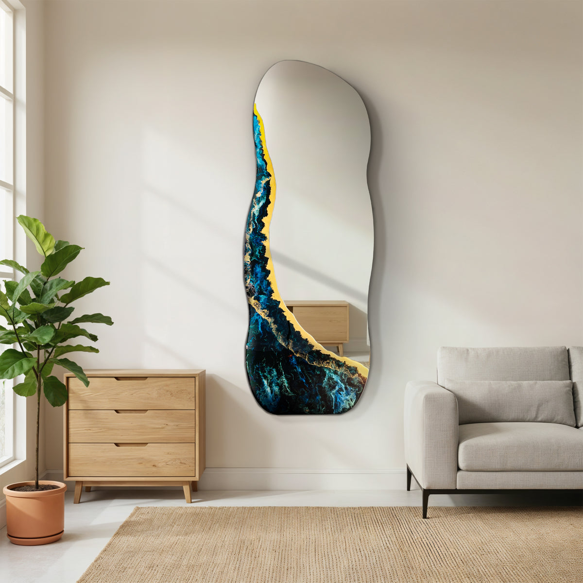 Hand Sculptured Organic Standing Wall Mirror – Tatiana Glen | Deepwater Passage