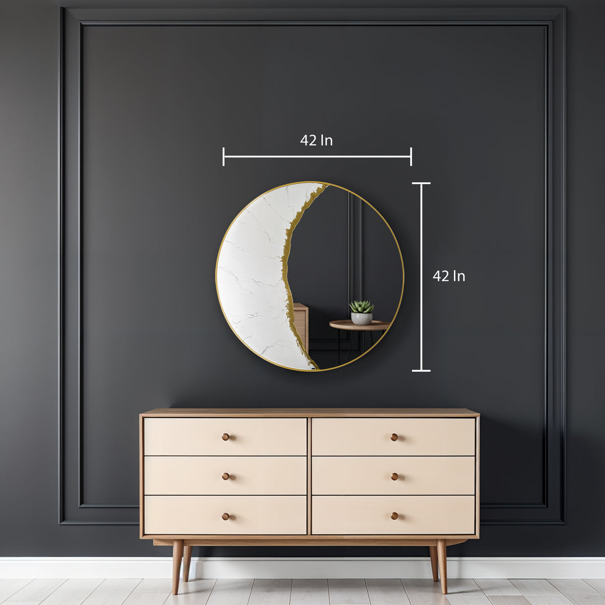 Hand Sculptured Round Wall Mirror – Tatiana Glen | Gilded Eclipse | 22"–36" Diameter
