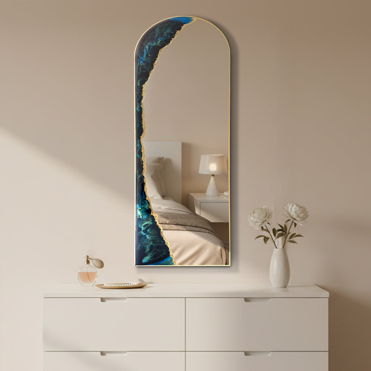 Hand Sculptured 63-Inch Arch Wall Mirror – Tatiana Glen | Tidal Passage