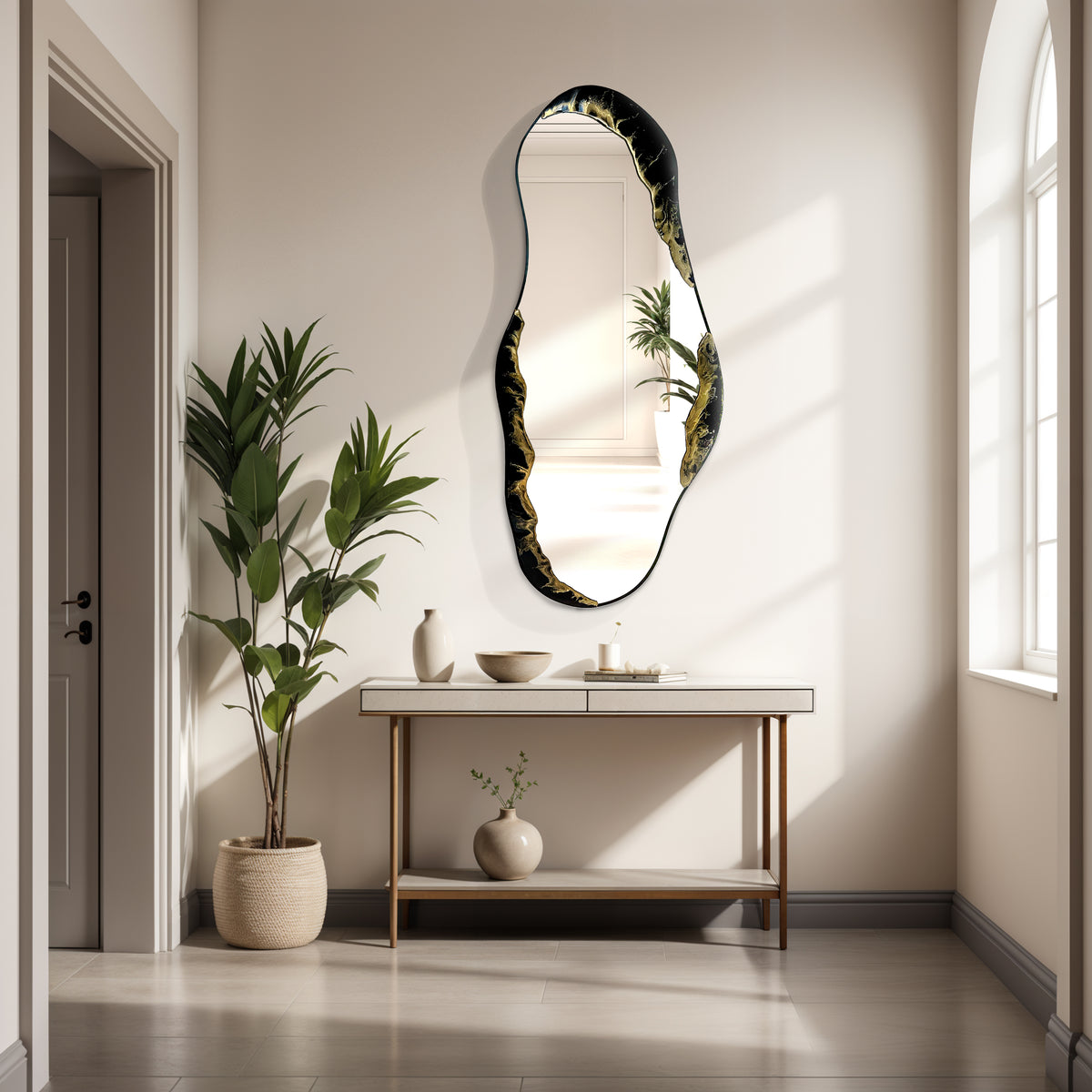 Hand Sculptured Organic Wall Mirror - Tatiana Glen - Veins of the Void - 47H x 21W In