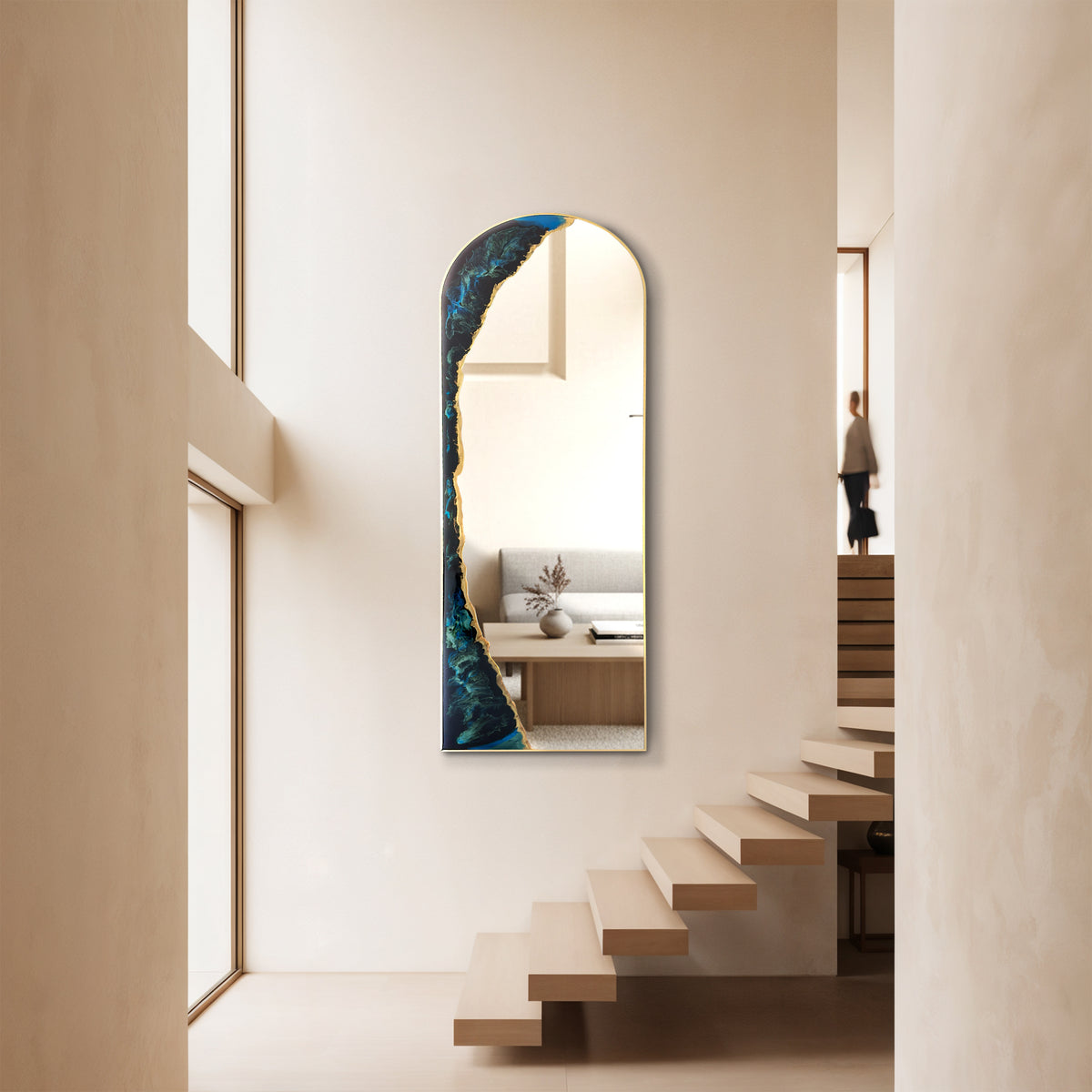 Hand Sculptured 63-Inch Arch Wall Mirror – Tatiana Glen | Tidal Passage