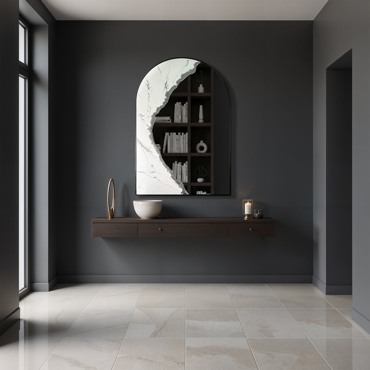 Hand Sculptured Arch Wall Mirror – Tatiana Glen | Auric Arch | 36H x 24W Inches