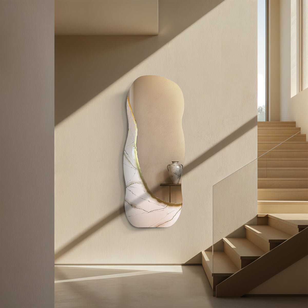 Ivory Vein – Freestanding Irregular White Marble Wall Décor