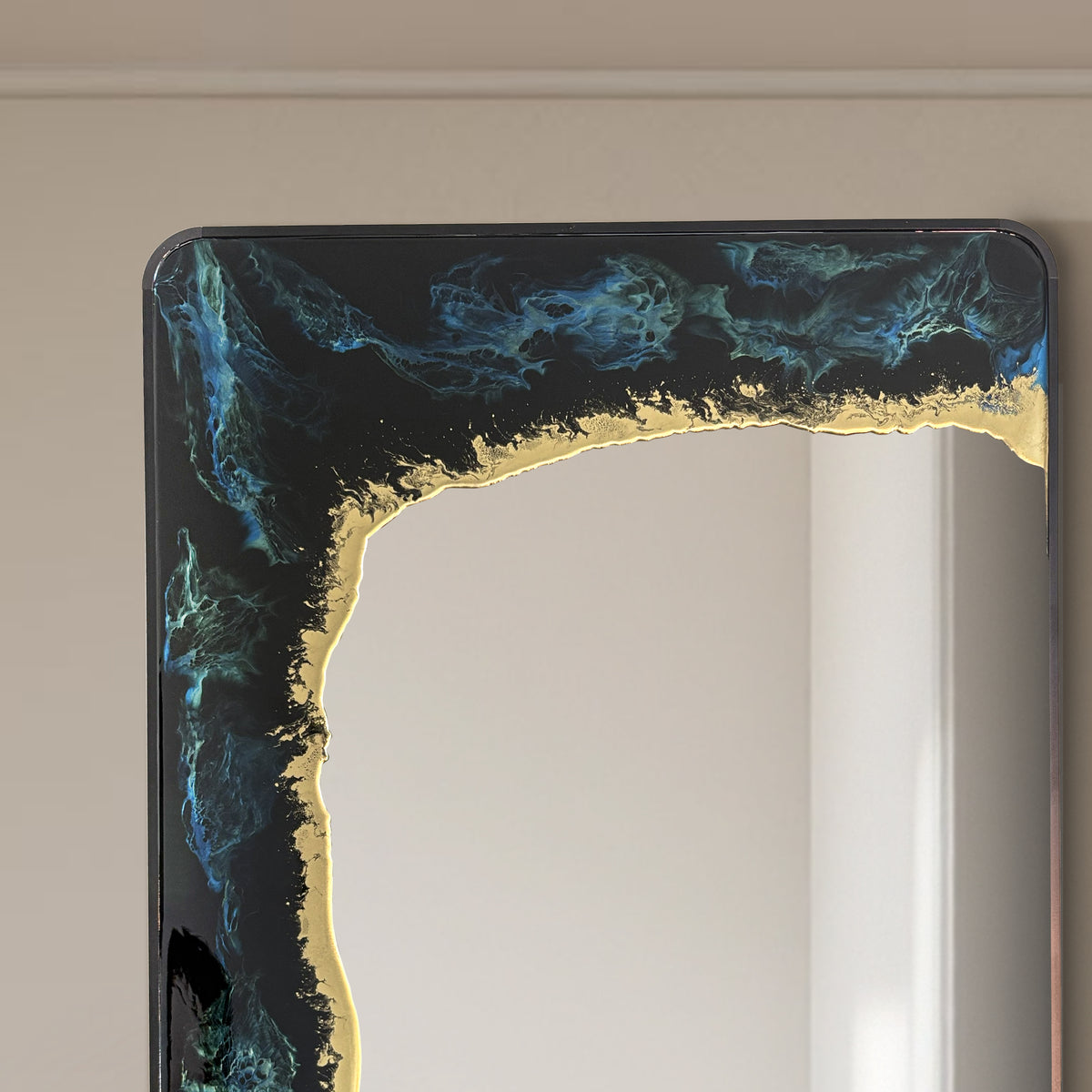 Hand Sculptured Full-Length Wall Mirror – Tatiana Glen | Eclipse Tide | 63H x 20W Inches