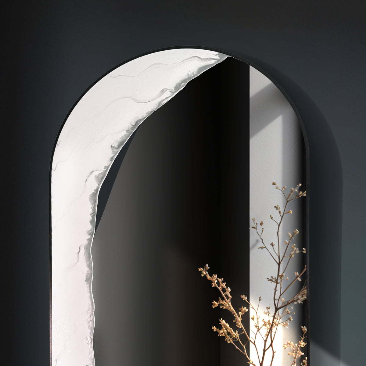 Hand Sculptured Full-Length Wall Mirror – Tatiana Glen | Silent Archway | 63H x 21W Inches