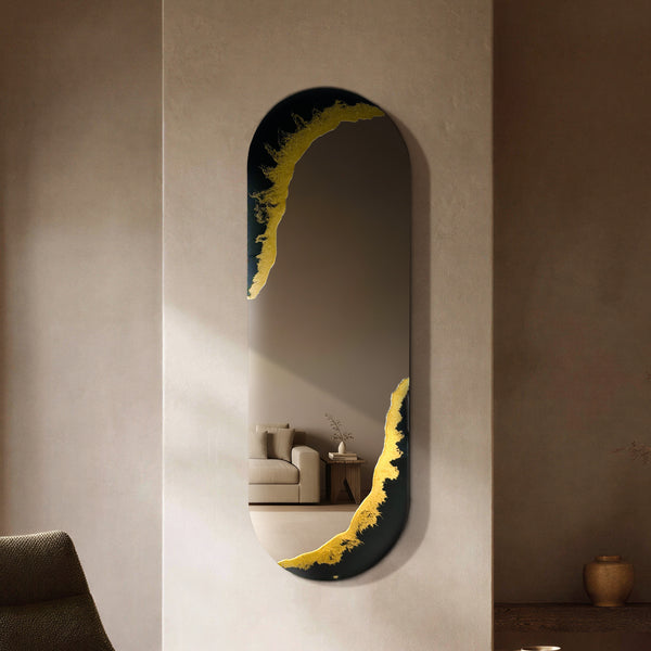 Hand Sculptured Frameless Wall Mirror – Tatiana Glen | Obsidian Horizon