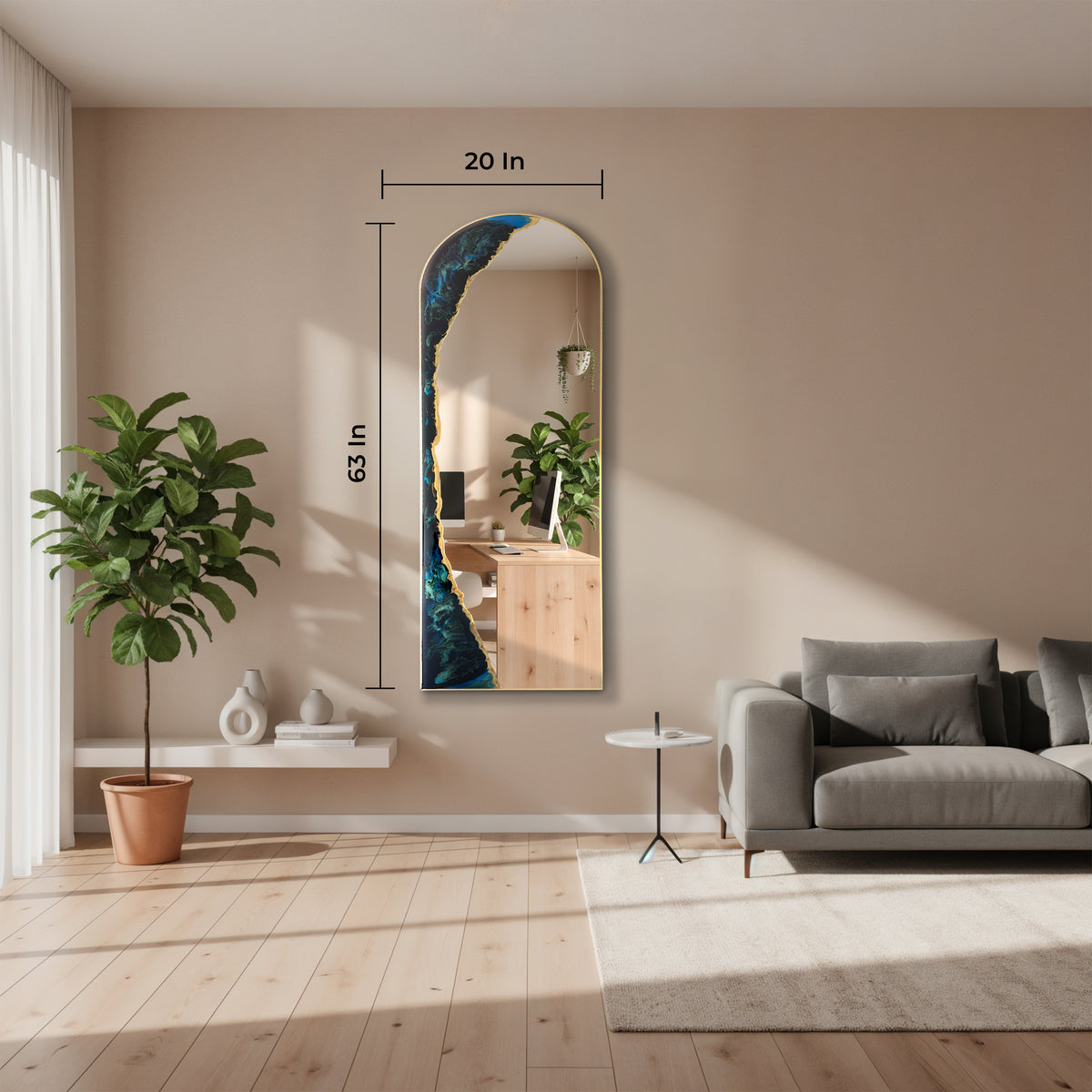 Hand Sculptured 63-Inch Arch Wall Mirror – Tatiana Glen | Tidal Passage