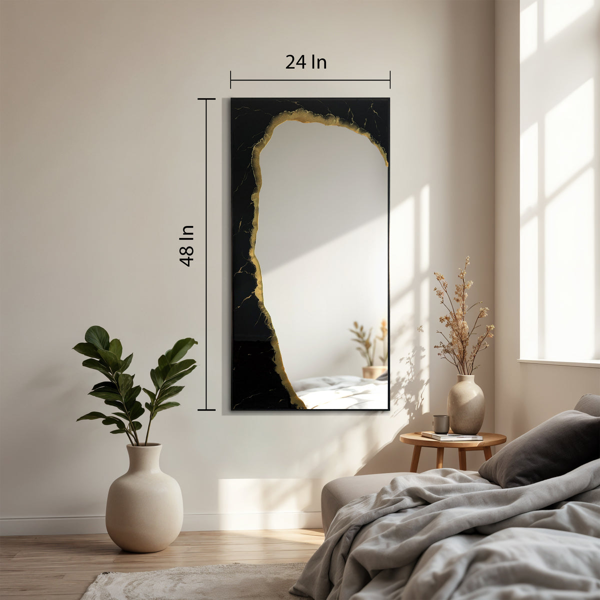 Hand Sculptured Sculptural Wall Mirror – Tatiana Glen | Midnight Shoreline