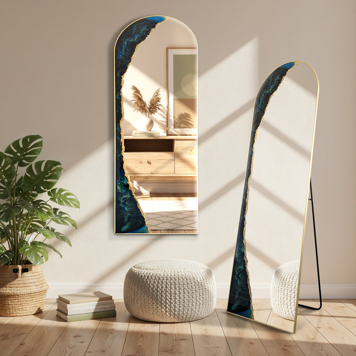 Hand Sculptured 63-Inch Arch Wall Mirror – Tatiana Glen | Tidal Passage