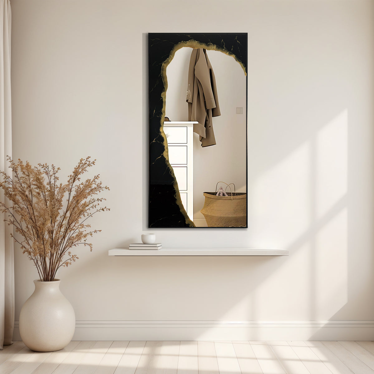 Hand Sculptured Sculptural Wall Mirror – Tatiana Glen | Midnight Shoreline