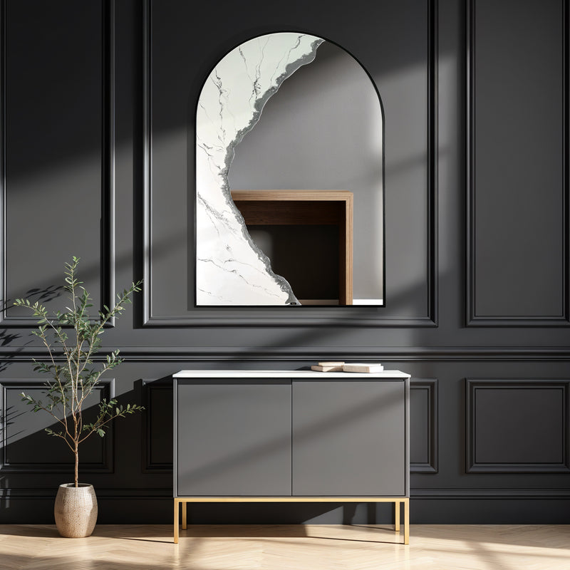 Hand Sculptured Arch Wall Mirror – Tatiana Glen | Auric Arch | 36H x 24W Inches