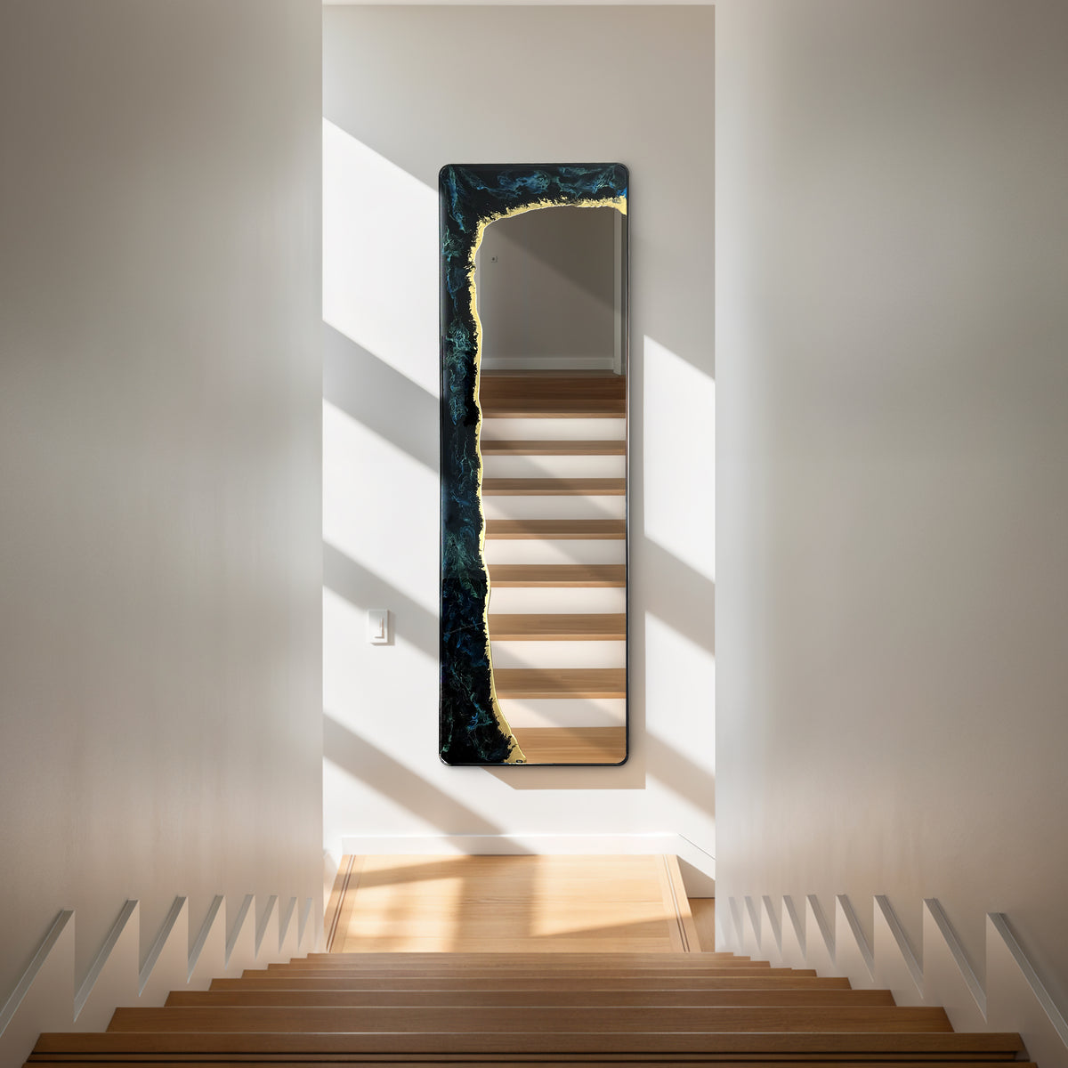 Hand Sculptured Full-Length Wall Mirror – Tatiana Glen | Eclipse Tide | 63H x 20W Inches