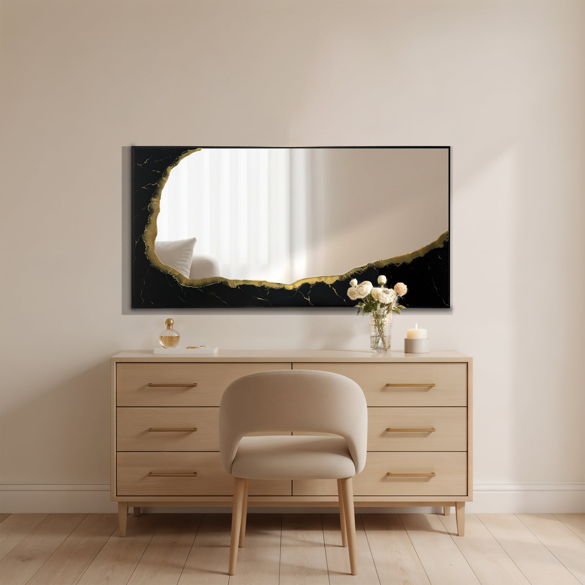 Hand Sculptured Sculptural Wall Mirror – Tatiana Glen | Midnight Shoreline