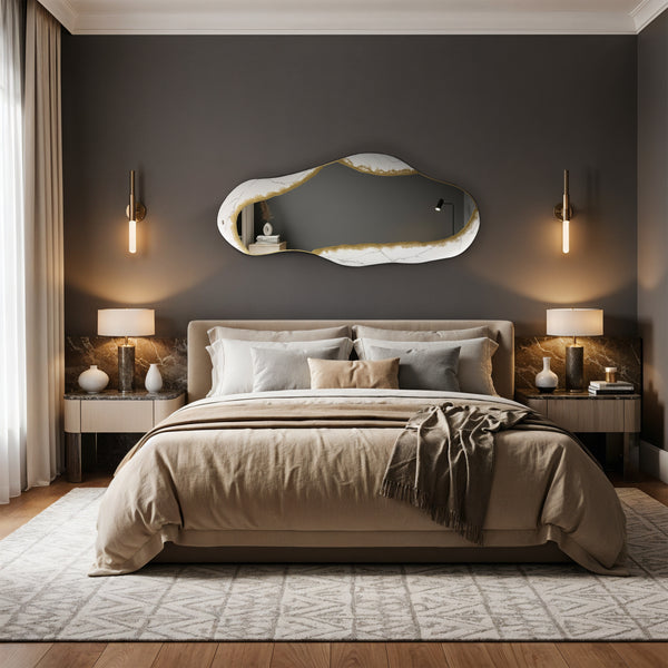 Hand Sculptured Organic Wall Mirror - Tatiana Glen - Kintsugi Flow - 47H x 21W Inches