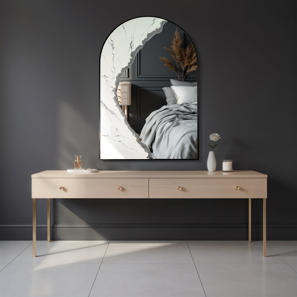 Hand Sculptured Arch Wall Mirror – Tatiana Glen | Auric Arch | 36H x 24W Inches
