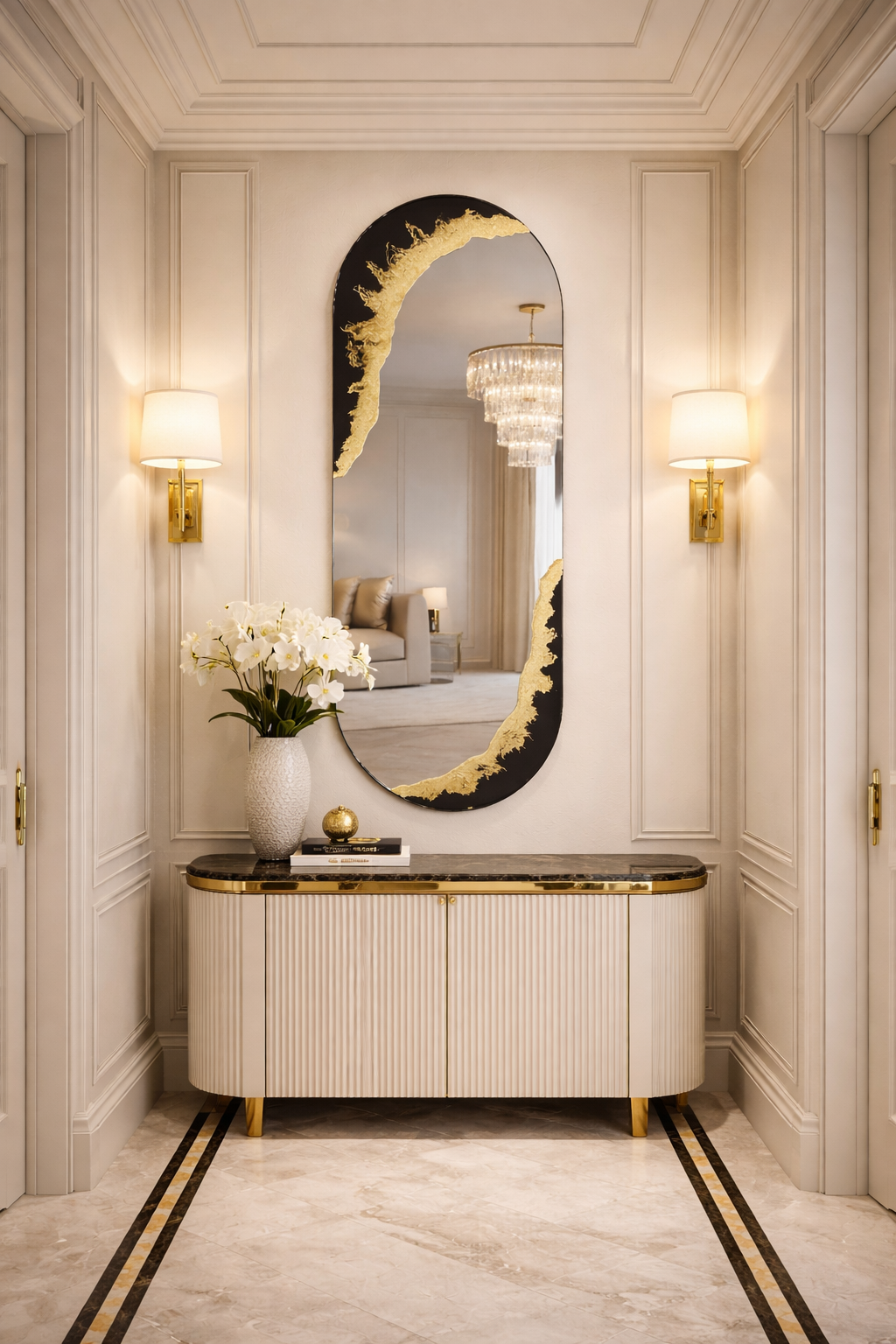 Hand Sculptured Frameless Wall Mirror – Tatiana Glen | Obsidian Horizon